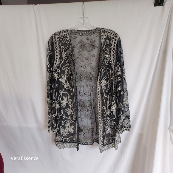 Victor Costa Occasion Vintage Eveningwear Jacket Topper Large Soutache Black - Picture 3 of 13